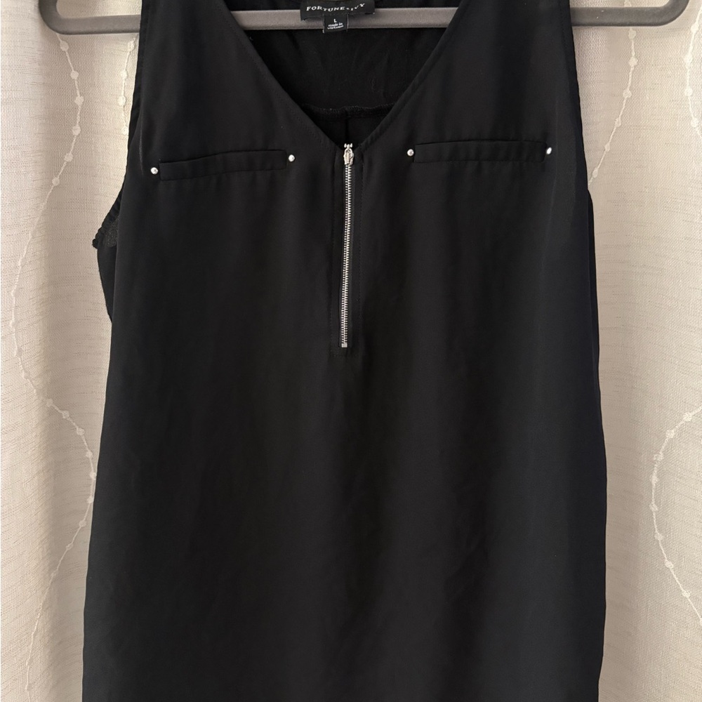 Elegant Black Zip-Front Tank Top
